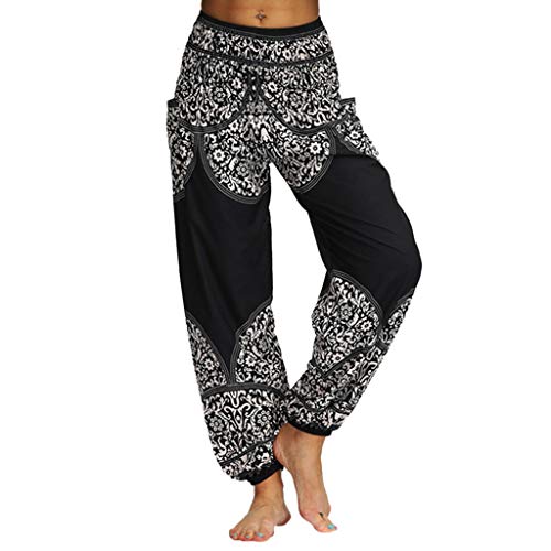 ZQTWJ Sommerhose Damen High Waist Pumphose Weite Bein Baggy Aladin Hosen 7/8 Haremshose Frauen Afrikanischer Drucken Pilates Yoga Hose Schlupfhose Leicht Luftige Lockere Strandhose mit Gummizug von SALUCIA-Hosen