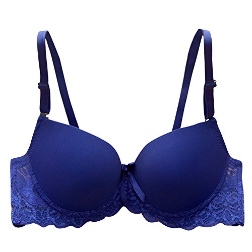 SALUC1A Damen Spitze Halbschale BH mit Bügel Frauen Sexy Push Up Nahtlos Bustier BHS Spaghettiträger Bequem BHS Top mit Verschluss von SALUCIA-Unterwäsche