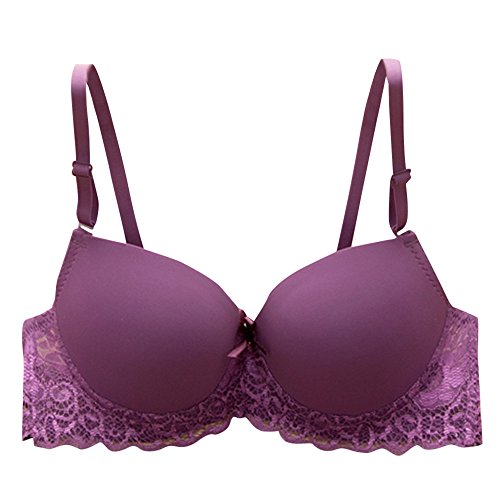 SALUC1A Damen Spitze Halbschale BH mit Bügel Frauen Sexy Push Up Nahtlos Bustier BHS Spaghettiträger Bequem BHS Top mit Verschluss von SALUCIA-Unterwäsche