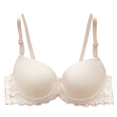 SALUC1A Damen Spitze Halbschale BH mit Bügel Frauen Sexy Push Up Nahtlos Bustier BHS Spaghettiträger Bequem BHS Top mit Verschluss von SALUCIA-Unterwäsche