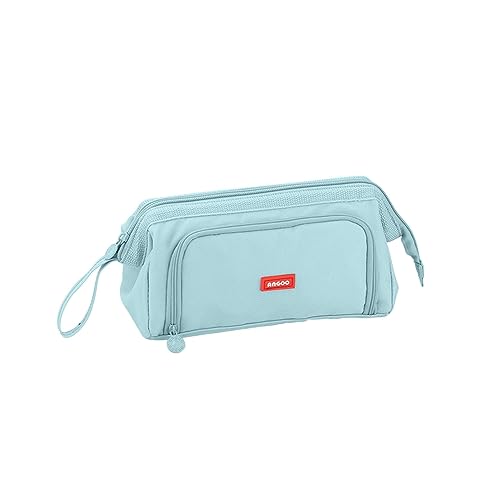 Federmäppchen Mit Grossem Fassungsvermögen, 2-Lagiges Leinwand Pencil Pouch, Multifunktionales Minimalistisches Tragbares Schreibwarenetui Für Schule Teenager Mädchen Jungen Männer Frauen (Blau) von SALUCIA