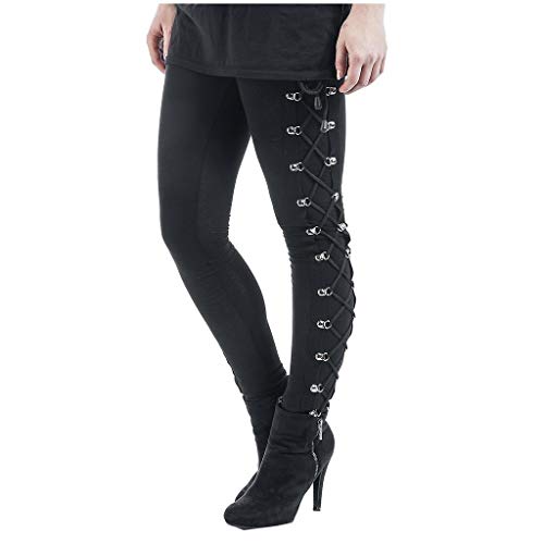 SALUCIA Damen Gothic Hose Punk Steampunk Skinny Cargo Hosen Streetwear Leggings Tights mit Nieten und Bandage von SALUCIA