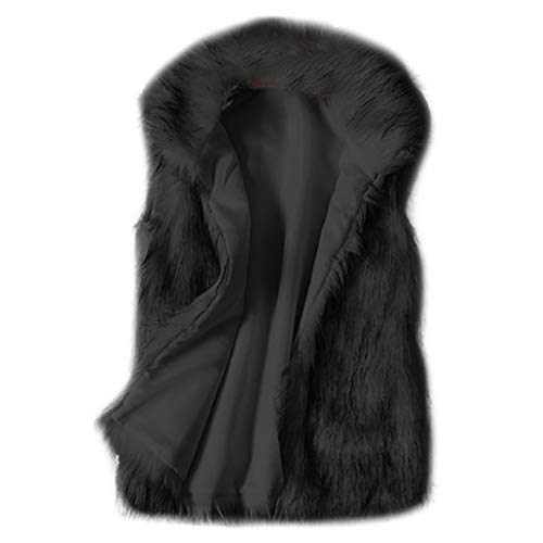 SALUCIA Damen Pelzweste Warme Revers Kunstpelz Cardigan Weste Flauschige Gefüttert Pelzmantel Fellmantel Nerzmantel Jacke Mantel Wintermantel von SALUCIA