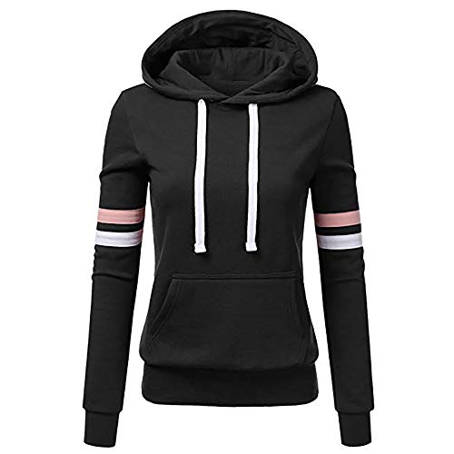 SALUCIA Damen Sport Hoodie Kapuzenpullover Sweatshirt Pullover Langarmshirt Pulli Tops mit Streifen von SALUCIA