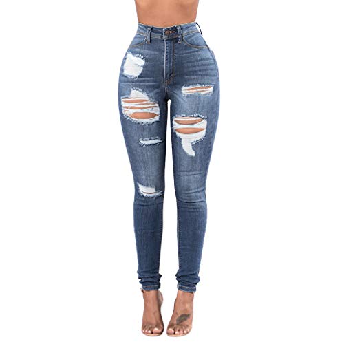 SALUCIA Damen Stretch Jeans Hose Skinny High Waist Straight Jeanshose mit Löcher von SALUCIA