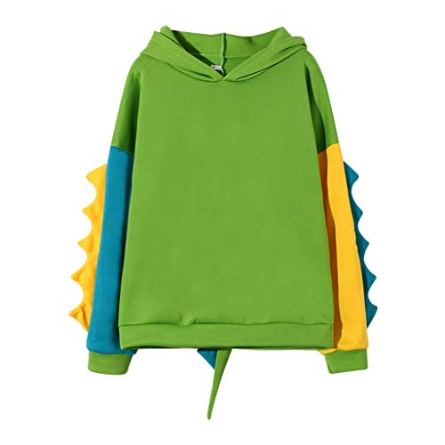 SALUCIA Damen Teenager Mädchen Bunt Dino Hoodie Pullover mit Kapuze Dinosaurier Kapuzenpullover Sweatshirt Langarmshirt Oberteile Top ohne Taschen (EU-38 / Etikettengröße-L, 2# Grün) von SALUCIA