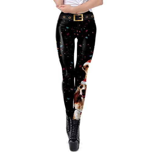 SALUCIA Damen Weihnachten Leggings Bunt High Waist Leggins Skinny Hose Push Up Stretch Tights Workout Yoga Sport Fitnesshose Laufhose mit Muster von SALUCIA