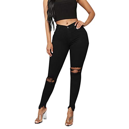 SALUCIA High Waist Ripped Jeans Damen Zerrissene Röhrenjeans Skinny Stretch Destroyed Jeans Hose Slim Fit Jeanshose mit Löchern Weiß Schwarz von SALUCIA