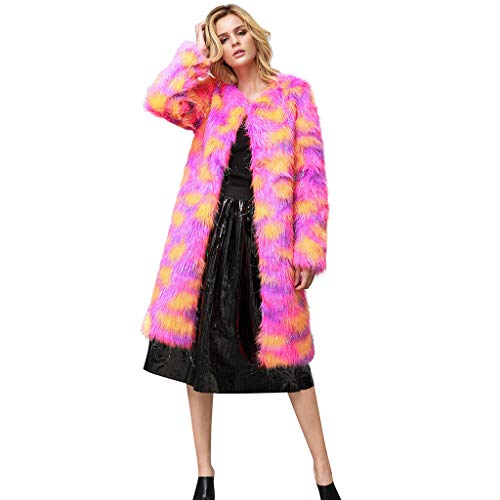 SALUCIA Nerzmantel Damen Bunte Warme Pelzmantel Fellmantel Flauschige Kunstpelz Mantel Jacke Cardigan Parka Longjacke Wintermantel mit Taschen von SALUCIA