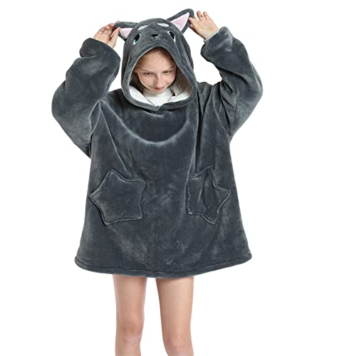 SALWINGS Hoodie-Sweatshirt, übergroße, warme Fluffle-Decke, riesiger Hoodie und riesige Tasche für Jungen, Mädchen, Einheitsgröße, Husky von SALWINGS