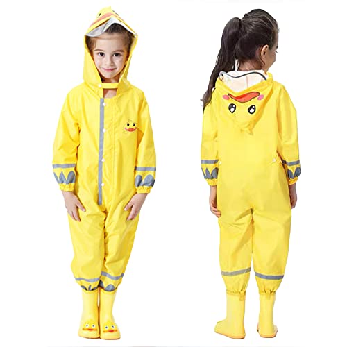 SALWINGS Kinder Einteiler Regenanzug mit Kapuze Kleinkind Baby Regenanzug Wasserdichter Overall Muddy Buddy Regenmantel (3–10 Jahre) von SALWINGS