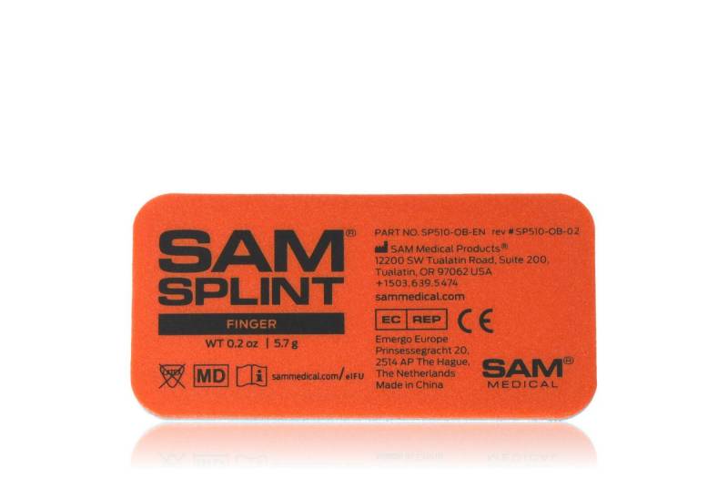 SAM Medical® Stützbandage SAM Splint Fingerschiene 9 x 4,5cm orange (Stabilisierung von Fingerfrakturen, 1-tlg., flexibel modellierbar), Zuverlässige, weltweit eingesetzte Immobilisationsschiene von SAM Medical®