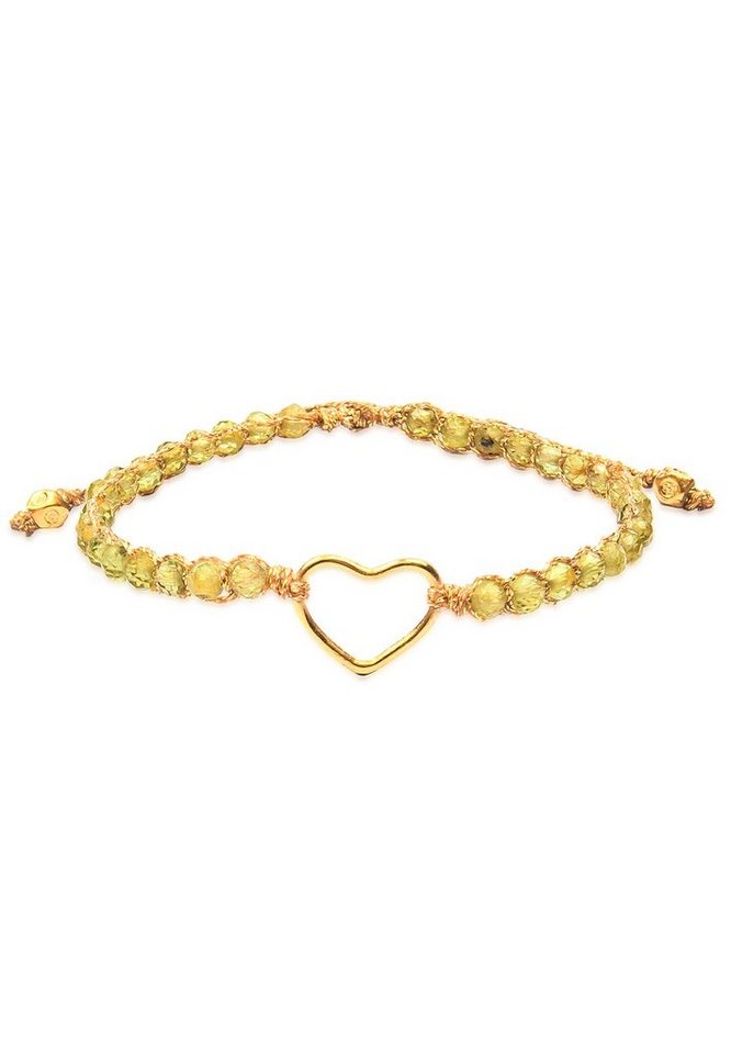 SAMAPURA Armband Peridot-Herz-Armband, Gold Faden von SAMAPURA