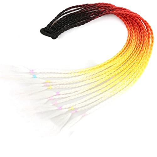 Bunte geflochtene synthetische Pferdeschwanz Haarverlängerung Regenbogen Farbe Zöpfe Pferdeschwanz mit Gummiband Mädchen Zopf-D1,24inch von SAMCRY