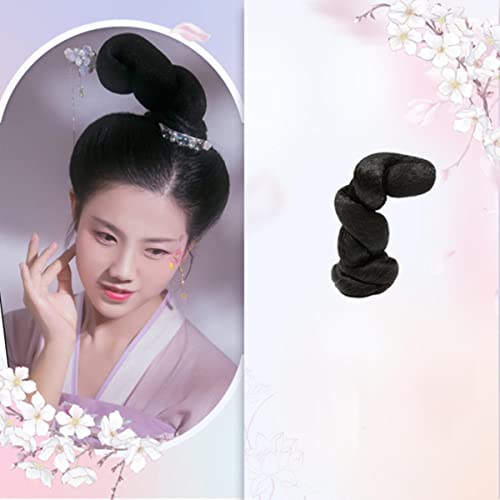 Chinesischer traditioneller Retro-Haar-Chignon-synthetischer schwarzer gefälschter Haarknoten-alte feenhafte Prinzessin-Haarband-Hanfu-Cosplay-Perücke 5.0-#8 von SAMCRY