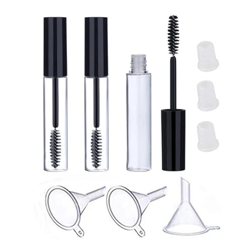 SAMCRY 3 ml 10 ml 3PCS Mascara Tube Wimperncreme Fläschchen Flüssigkeitsflasche Kosmetikbehälter mit auslaufsicherer schwarzer Kappe enthält Trichter-China, 3 ml von SAMCRY