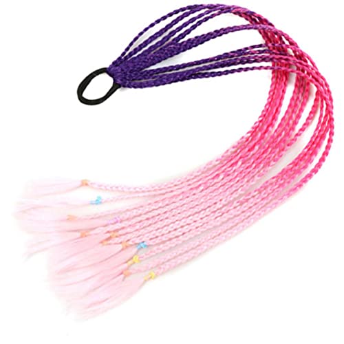 Synthetische bunte geflochtene Pferdeschwanz Haarverlängerung Regenbogen Farbe Zöpfe Pferdeschwanz mit Gummiband Mädchen Knoten-C25,24inches von SAMCRY