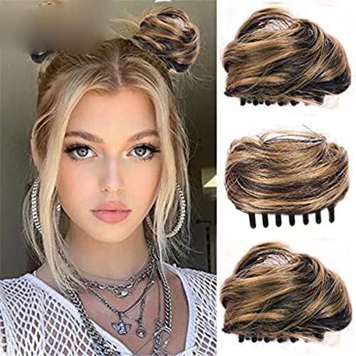 Synthetischer Chignon mit Clip Elastische Haar Stirnband Unordentliche Clip im Haarteil Ring Wickeln Sie auf chaotischen Chignon für Frauen-106 von SAMCRY