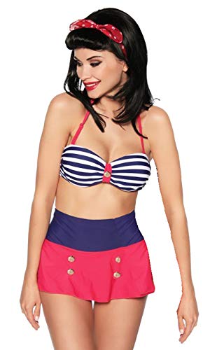 SAMEGAME Marine Bikini Vintage Bandeau Bikini im Marinelook Retro Bikini blau/rot/weiß (S) von SAMEGAME