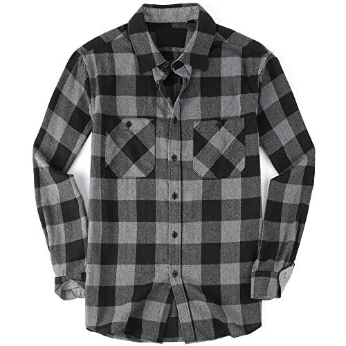 SAMERM Flanellhemd für Herren Langarm Casual Button-Down Regular Fit Plaid Flanellhemden, Grau Schwarz Kariertes Flanellhemd, XL SAMERM Flanellhemd für Herren Langarm Casual Button-Down Regular Fit Plaid Flanellhemden, Grau Schwarz Kariertes Flanellhemd, XL von SAMERM