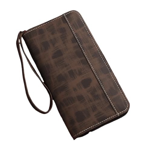 Herren Geldbörse Kurze Geldbörse aus mattiertem Leder Retro Zwei Geldbörsen Multi-Karten-Geldbörse,Dunkelbraun von SAMEZA