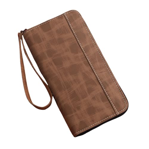 Herren Geldbörse Kurze Geldbörse aus mattiertem Leder Retro Zwei Geldbörsen Multi-Karten-Geldbörse,Hellbraun von SAMEZA