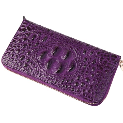 SAMEZA Alligator Muster Split Leder Clutch Bag Herren Geldbörsen Business Handtasche Krokodil Männlich Clutch Brieftasche Kartenhalter Geldbörse,Lila,1 von SAMEZA