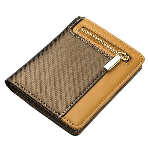 SAMEZA Carbon Fiber RFID Herren Geldbörsen Geldbeutel Schlanke Dünne Karte Mann Brieftasche Kurze Geldbörse Bi-fold Vallet Billfol,braun von SAMEZA