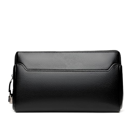 SAMEZA Fashion Business Herren Handtasche Clutch Anti-Diebstahl-Schloss PU Leder Herren Hüfttasche 3 Lagen Design Stilvolle Herren Geldbeutel,Schwarz,1 von SAMEZA