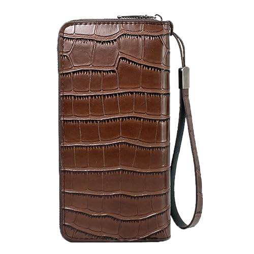 SAMEZA Geldbörse Herren Lange Geldbörsen Aus Leder Mit Reißverschluss Einfarbig Männlich Business Clutch Handy Geldbörse Große Kapazität Kartenhalter Geldbörse,Braun 1 von SAMEZA
