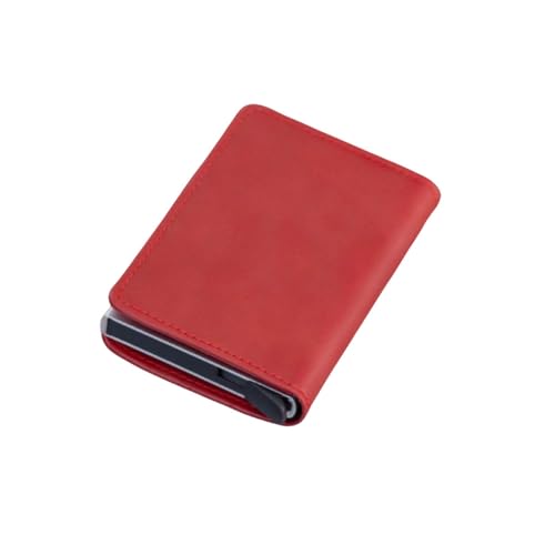 SAMEZA Herren Damen Smart Wallet Kreditkartenetui Modische Geldbörse Aluminiumlegierung Business Casual Wallet PU-Geldbörse, rot von SAMEZA