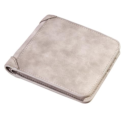 SAMEZA Herren Geldbörse Leder Brieftasche Slim Hipster Rindsleder Kreditkarten-/Ausweishalter Einsätze Münzbörsen Business Faltbare Geldbörse,Grau von SAMEZA