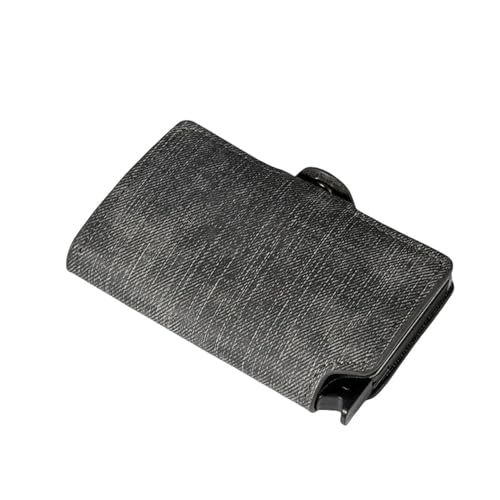 SAMEZA Kreditkartenetui für Herren, RFID-Diebstahlschutz, Aluminiumbox, Mini-PU-Jeans-Geldbörse, tragbarer Multifunktions-Kartenhalter, Grau von SAMEZA