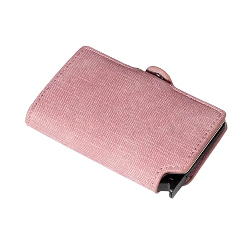 SAMEZA Kreditkartenetui für Herren, RFID-Diebstahlschutz, Aluminiumbox, Mini-PU-Jeans-Geldbörse, tragbarer Multifunktions-Kartenhalter, Pink von SAMEZA