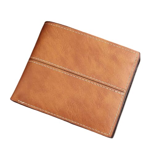 SAMEZA Kurze Brieftasche Leichte Herren PU-Material Herbst Einfache Retro Doppelte Faltbare Brieftasche Student Jugend Multi-Slot-Tasche, Hellbraun,1 von SAMEZA