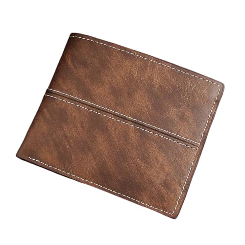 SAMEZA Kurze Brieftasche Leichte Herren PU-Material Herbst Einfache Retro Doppelte Faltbare Brieftasche Student Jugend Multi-Slot Tasche,Dunkelbraun,1 von SAMEZA