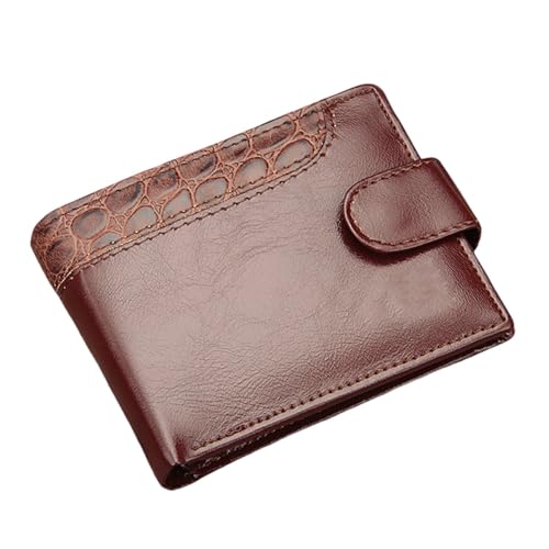SAMEZA Kurze Haspe Herren-Geldbörsen Kartenhalter Herren-Geldbörse Gespleißtes Krokodilmuster Hochwertiges PU-Leder Geldscheinklammer-Geldbörse für Männer, Kaffee von SAMEZA