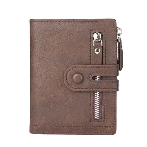 SAMEZA PU-Material Herren Kurze Geldbörse Lässig Multifunktional Mit Haspe Reißverschluss Herren Münzbörsen Kartenhalter Einfarbig Herren Kartenhalter,Dunkelbraun,1 von SAMEZA