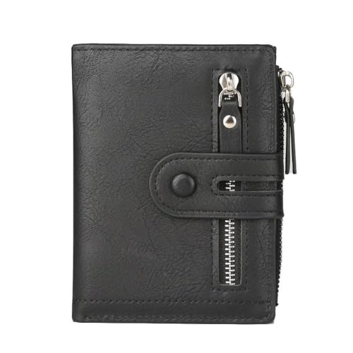 SAMEZA PU-Material Herren Kurze Geldbörse Lässig Multifunktional Mit Haspe Reißverschluss Herren Münzgeldbörsen Kartenhalter Einfarbig Herren Kartenhalter,Schwarz,1 von SAMEZA