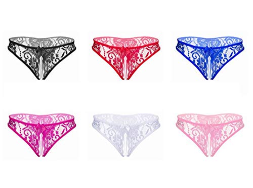 SAMGU 6PCS Damen Reizvoller Spitze Offen Schritt Niedrige Taille Unterwäsche Unterhosen Tangas von SAMGU