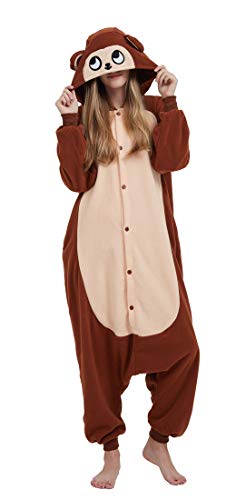 SAMGU Adult Pyjama Cosplay Tier Onesie Body Nachtwäsche Kleid Overall Animal Sleepwear Erwachsene AFFE XL von SAMGU