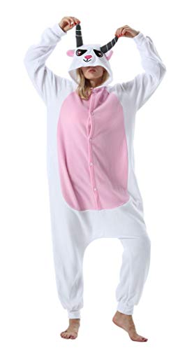 SAMGU Adult Pyjama Cosplay Tier Onesie Body Nachtwäsche Kleid Overall Animal Sleepwear Erwachsene Goat XL von SAMGU