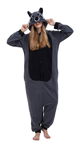 SAMGU Adult Pyjama Cosplay Tier Onesie Body Nachtwäsche Kleid Overall Animal Sleepwear Erwachsene Grau M von SAMGU