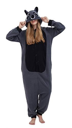 SAMGU Adult Pyjama Cosplay Tier Onesie Body Nachtwäsche Kleid Overall Animal Sleepwear Erwachsene Grau S von SAMGU