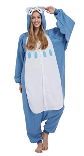 SAMGU Adult Pyjama Cosplay Tier Onesie Body Nachtwäsche Kleid Overall Animal Sleepwear Erwachsene Jumpsuit Costume Blau L von SAMGU