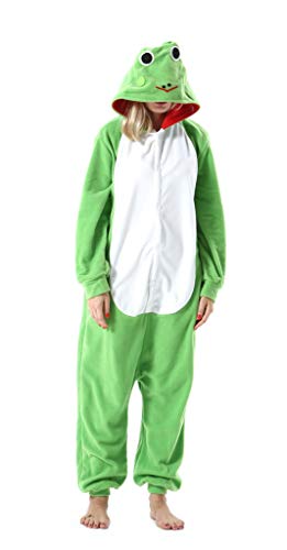 SAMGU Adult Pyjama Cosplay Tier Onesie Body Nachtwäsche Kleid Overall Animal Sleepwear Erwachsene Jumpsuit Costume Frosch L von SAMGU