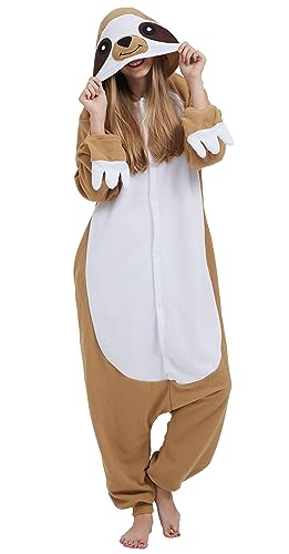 SAMGU Adult Pyjama Cosplay Tier Onesie Body Nachtwäsche Kleid Overall Animal Sleepwear Erwachsene Jumpsuit Costume Khaki M von SAMGU