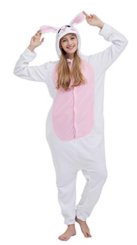 SAMGU Adult Pyjama Cosplay Tier Onesie Body Nachtwäsche Kleid Overall Animal Sleepwear Erwachsene Kaninchen L von SAMGU