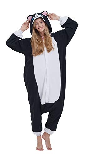 SAMGU Adult Pyjama Cosplay Tier Onesie Body Nachtwäsche Kleid Overall Animal Sleepwear Erwachsene Katze L von SAMGU