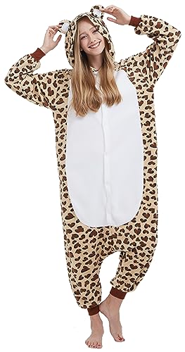 SAMGU Adult Pyjama Cosplay Tier Onesie Body Nachtwäsche Kleid Overall Animal Sleepwear Erwachsene Leopard M von SAMGU